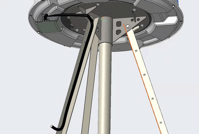 2 Tighten the outdoor cable (ANT cable) to the angle iron and handrail